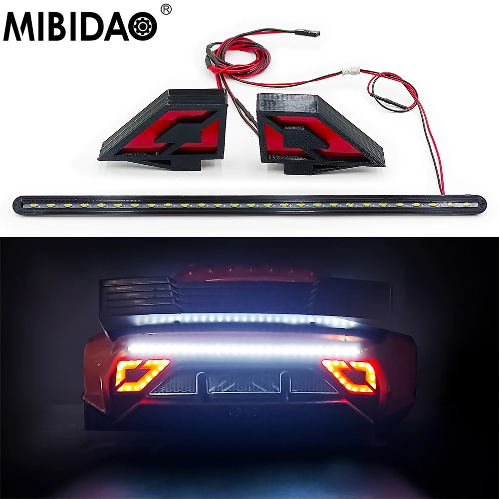 MIBIDAO Front Headlight+Rear Taillight+Side Light For 1/7 Felony 6S BLX Street Bash All-Road Muscle Car RC Crawler Upgrade Parts