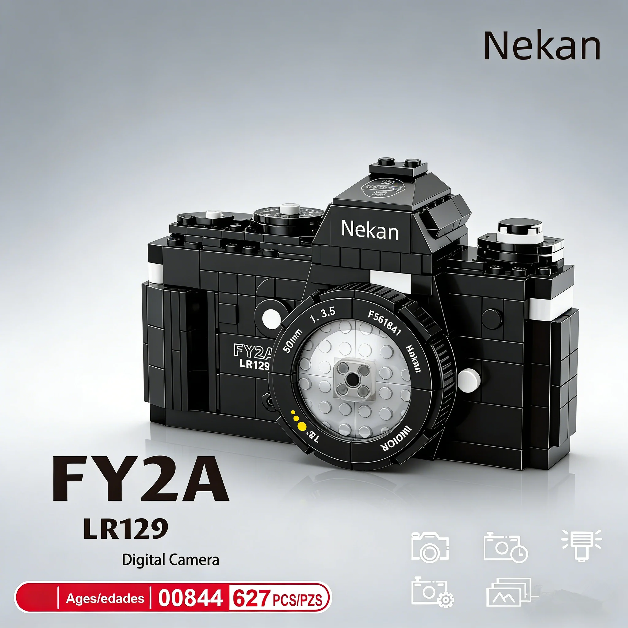 Fotocamera digitale classica avanzata Modello 3D Mini giocattoli in mattoni per ragazzi Design di assemblaggio per adulti Kit di blocchi Collezione Desktop Elegante