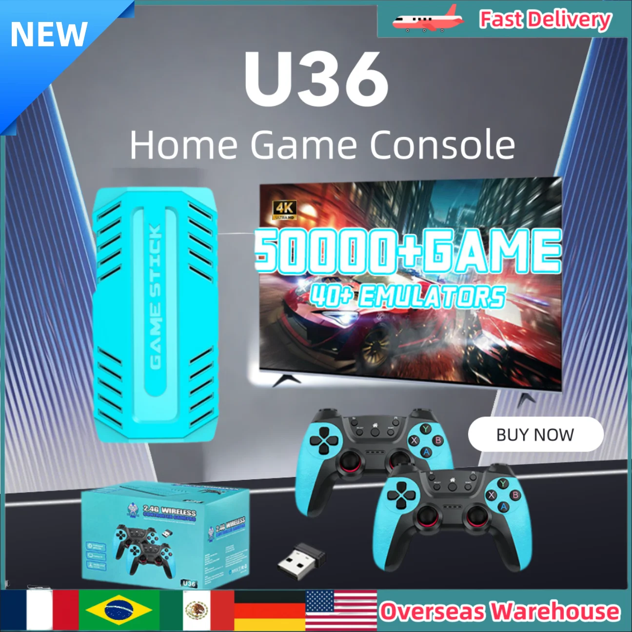 

New U36 Home Game Console HD 4K Game Controller PSP TV Game Player 2.4G Wireless Retro Game Stick Immersive Sensitive Controller