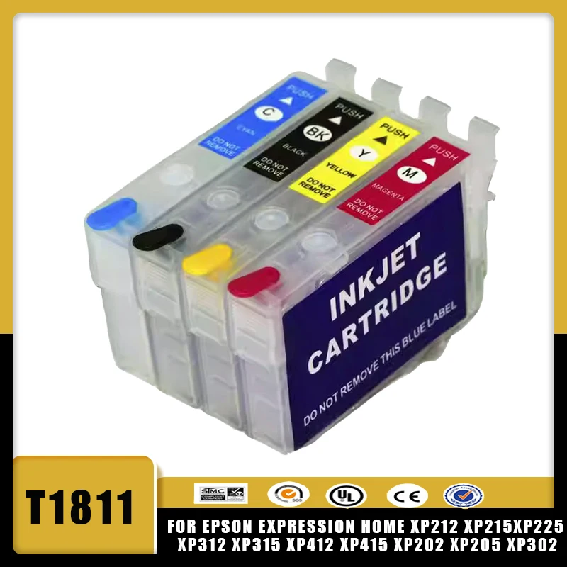 

vilaxh T1811 Refillable Ink cartridge For Epson Expression Home XP212 XP215 XP225 XP312 XP315 XP412 XP415 XP202 XP205 XP302