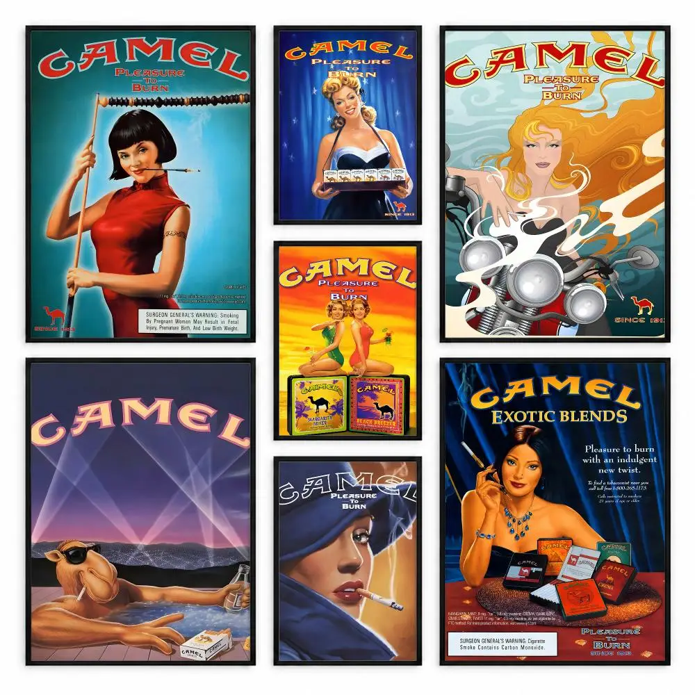 Vintage Camel Cigarettes Poster Self-adhesive Waterproof Paper Sticker Coffee House Bar Room Wall Decor