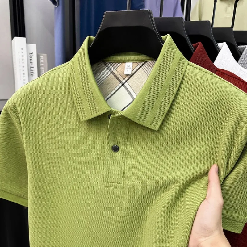 Men's Polo Shirts Breathable Cotton T Shirts Casual Short Sleeve Solid Color Top Soft Summer Fit