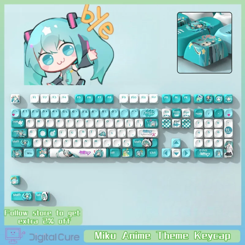 Miku Anime Theme Keycap 120keymoa Hight Pbt Heat Sublimation Personality Creative Customization Mechanical Keyboard Ke Ycap