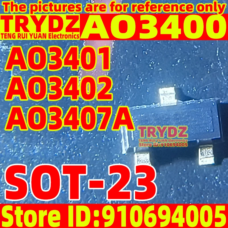 50pcs New AO3400 AO3400A AO3401 AO3401A AO3402 AO340 AO3407A SOT-23