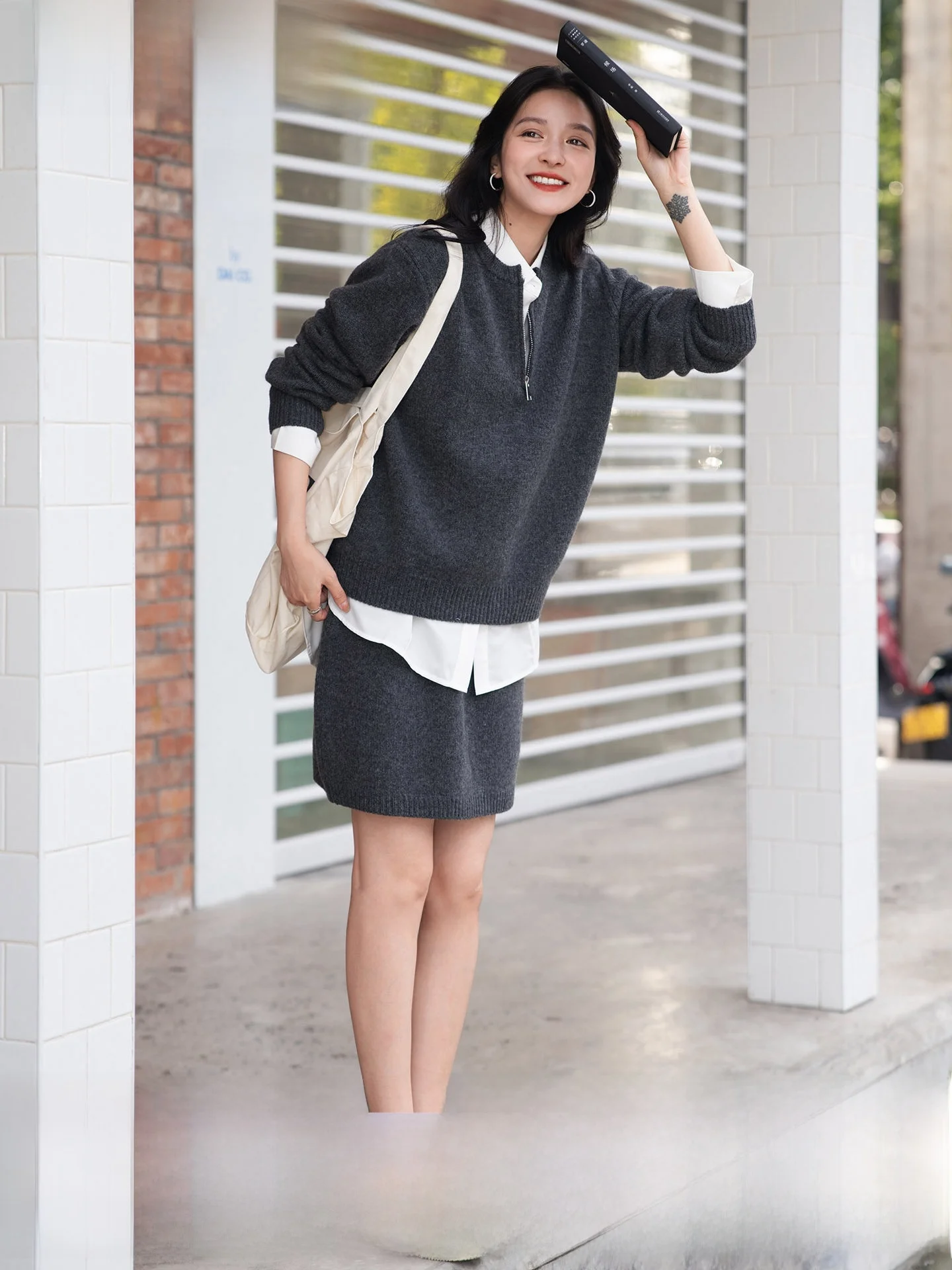 

Loose round Ne Knitted Woolen Set with Elephant And Girfe Pattern Casual Sle Long Sve Women's Faion Autumn Wear