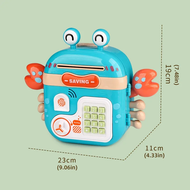 Crab Piggy Bank with Music Lights Fingerprint Codes Money Saving Box Coins Storage Bank Educational Toys Children Gift