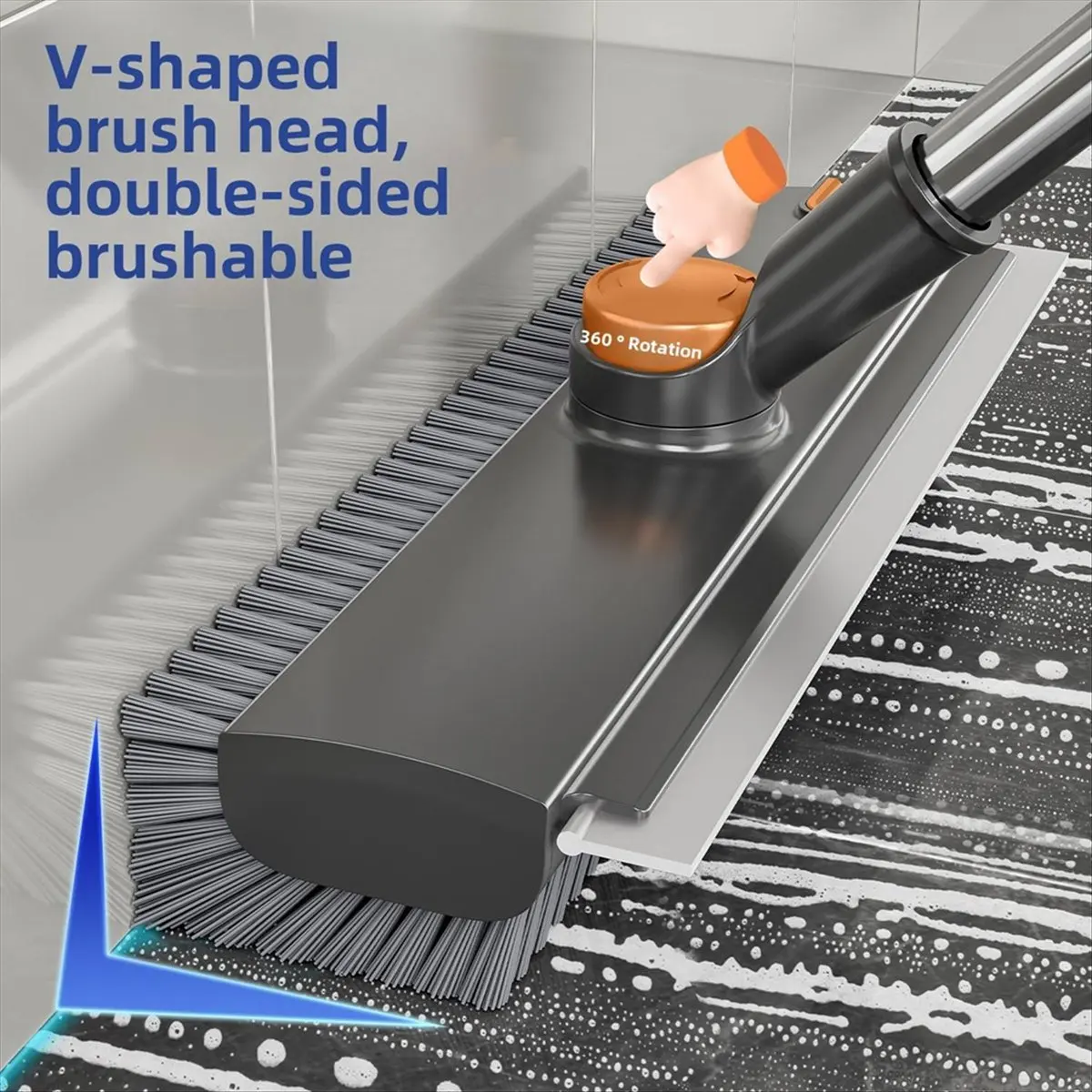 NEW 2-in-1 Floor Scrubbing Brush, Multifunctional Scraper Rotating 360 Thickened Floor Brush No Dead Angle Cleaning Tool