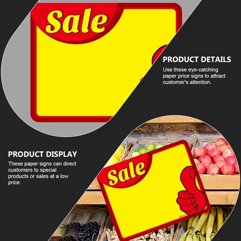 

50Pcs Price Tags Reliable Paper Based Stickers for Shop Window Display Sale Promotion Temporary Pricing Labels Market Use