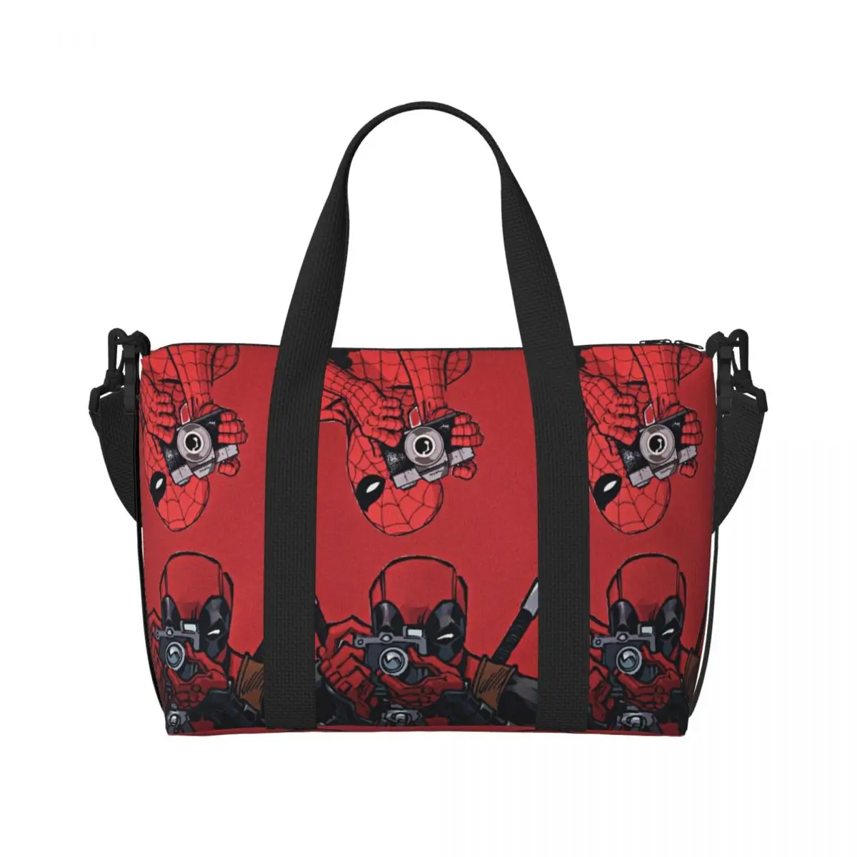 Custom Deadpool Photograph Beach Tote Bag for Women Big Compartment Gym Beach Travel Bags