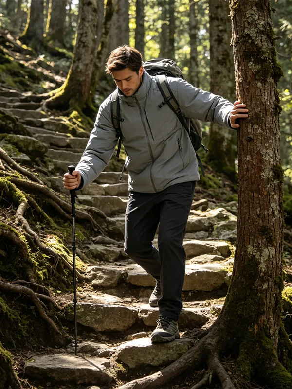 Tech Cotton Outdoor Climbing Men's Jacket Warm Stand Collar Thickened Autumn Winter Cotton Padded Coat Casual Style Standard Fit