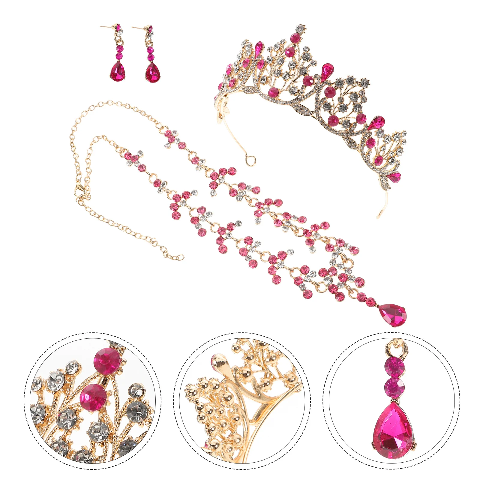 

Bridal Jewelry Set Wedding Tiara Crown Rhinestone Necklace Earrings For Women Elegant Party Prom Accessories