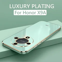 Luxury Square Plating Phone Case On For Honor X9A X9B HonorX9A HonorX9B 5G ShockProof Soft Silicone Back Cover
