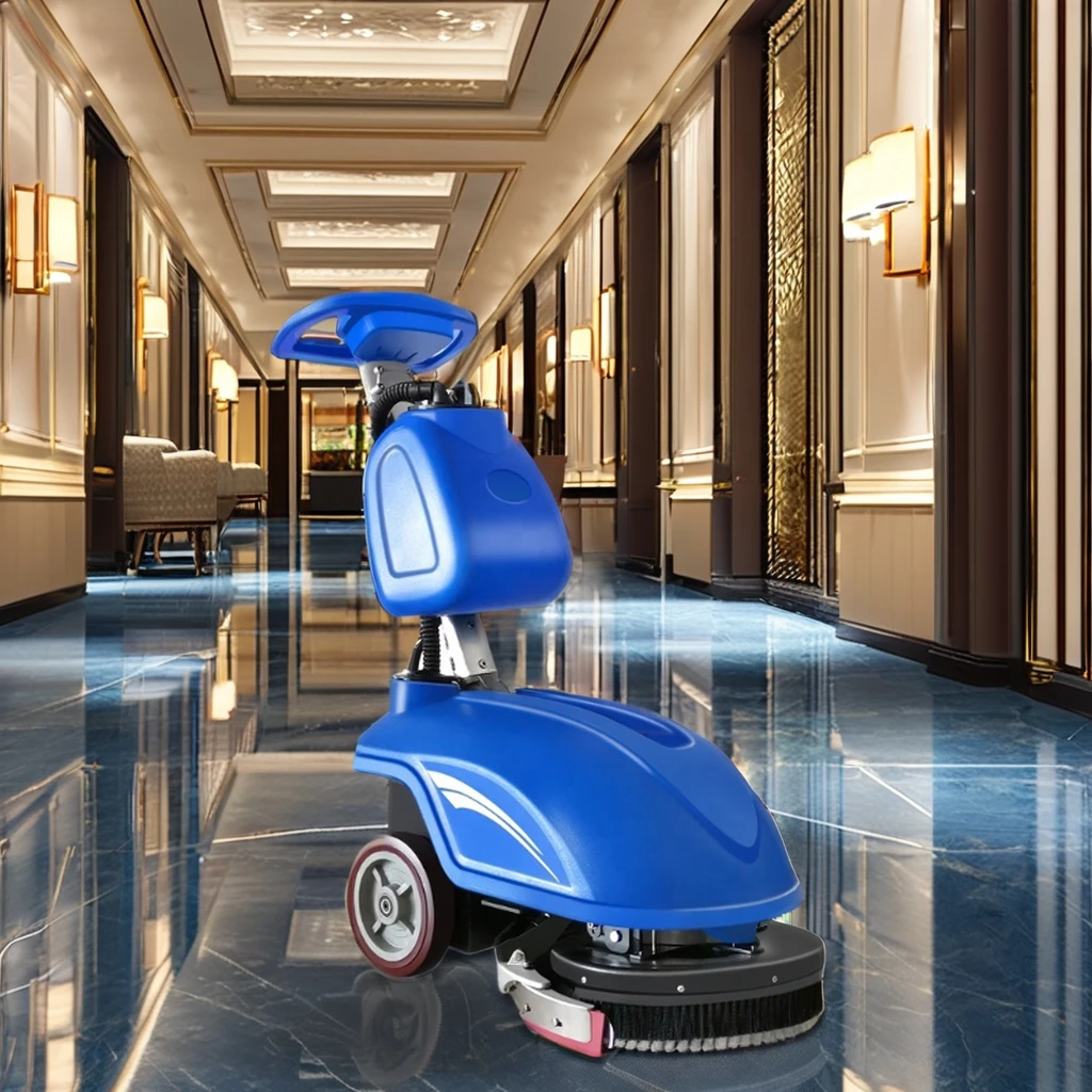 Hot Sell Small Walk Behind Battery Tile Cleaning Machine Compact Floor Scrubber Cordless Handy Auto Floor Scrubber