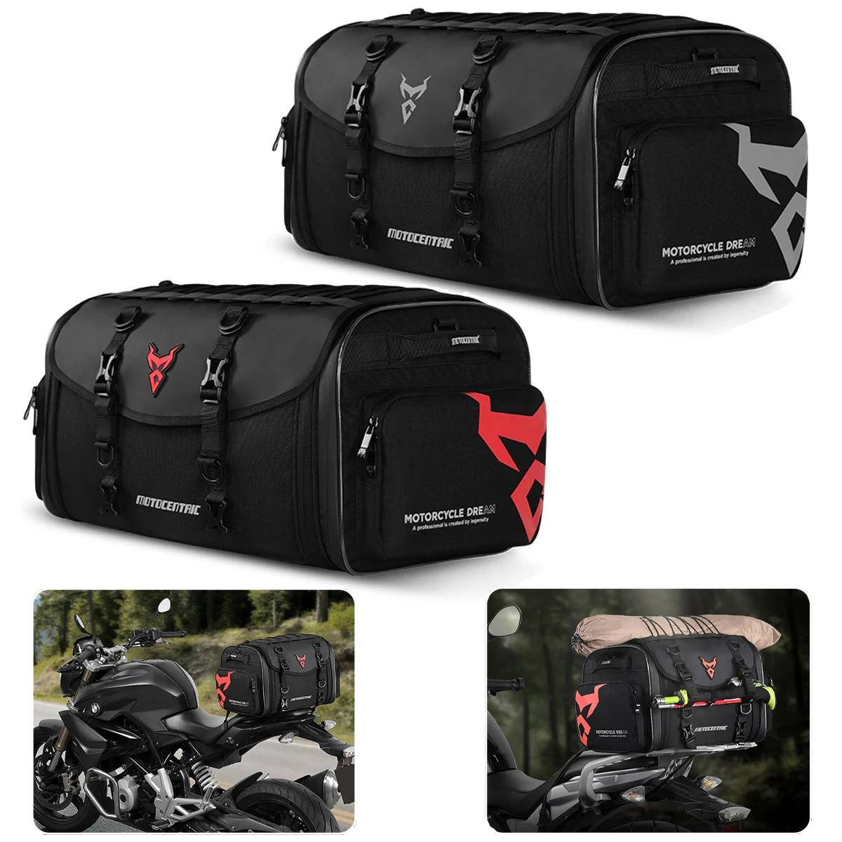

Motorcycle Waterproof Motorcycle Seat Bag Helmet Bag Multifunction High Capacity Motorcycle Bag Rider 45-60L Rear Tail SaddleBag