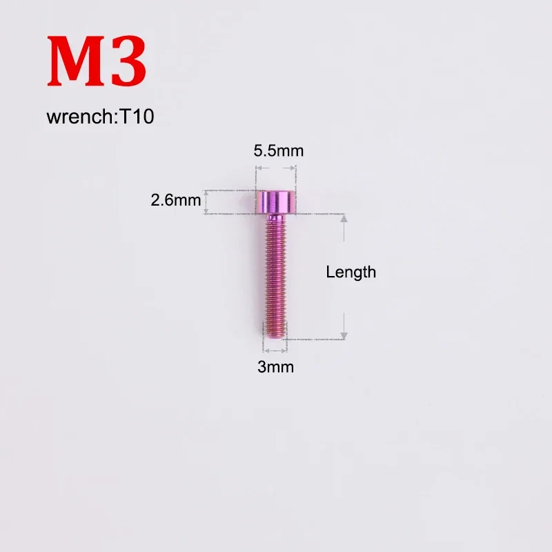 1pc Titanium Bolt M3 M4 x 6 8 10 12 14 15 16 18 20 25mm Inner Plum Cylinder Head Screws for Bicycle Accessories