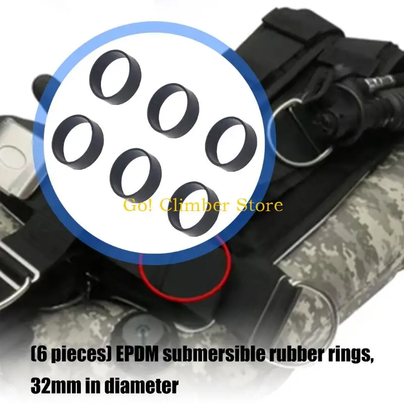 Q84C Freediving Belt Stoppers Rings Keeper Rings Set of 6, 32 Mm Rubber Rings