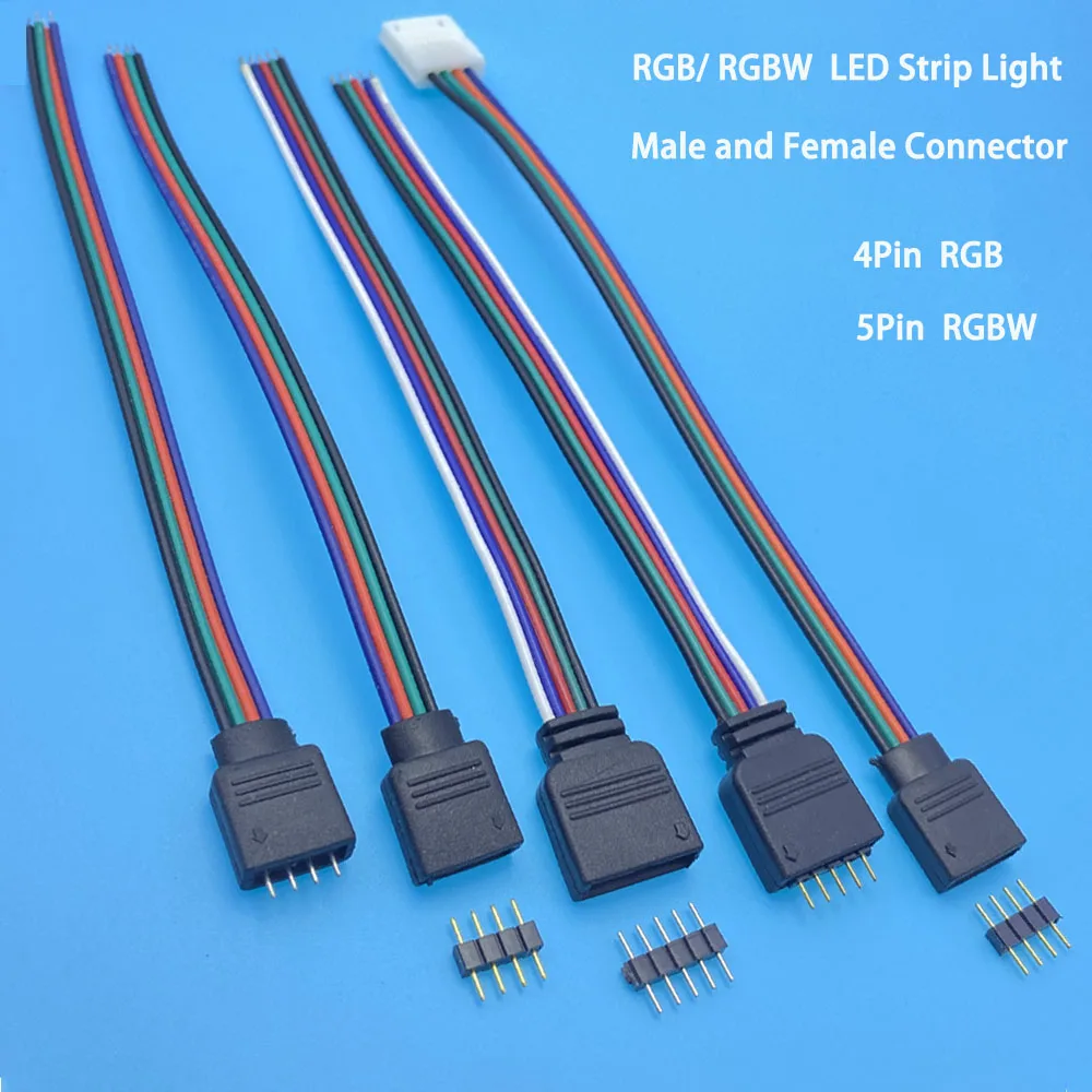 

4Pin 5Pin LED Cable Male Female Connector Adapter Wire For 5050 3528 SMD RGB RGBW led Strip Light RGB RGBW LED Controller