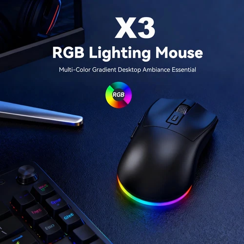 Imagen 2 del producto Ratón Bluetooth de dos modos X3, ratón inalámbrico de 1600 DPI para Gamer, ergonómico, para oficina, RGB, táctil, Base de carga magnética BT5.2/2,4G, nuevo