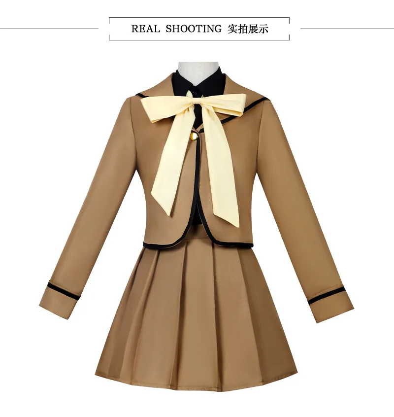 HighRestore Kamisama Hajimemashita Nanami Cos Suit Japanese High School Uniform Khaki Sailor Coat Pleated Skirt Complete Costume view 2