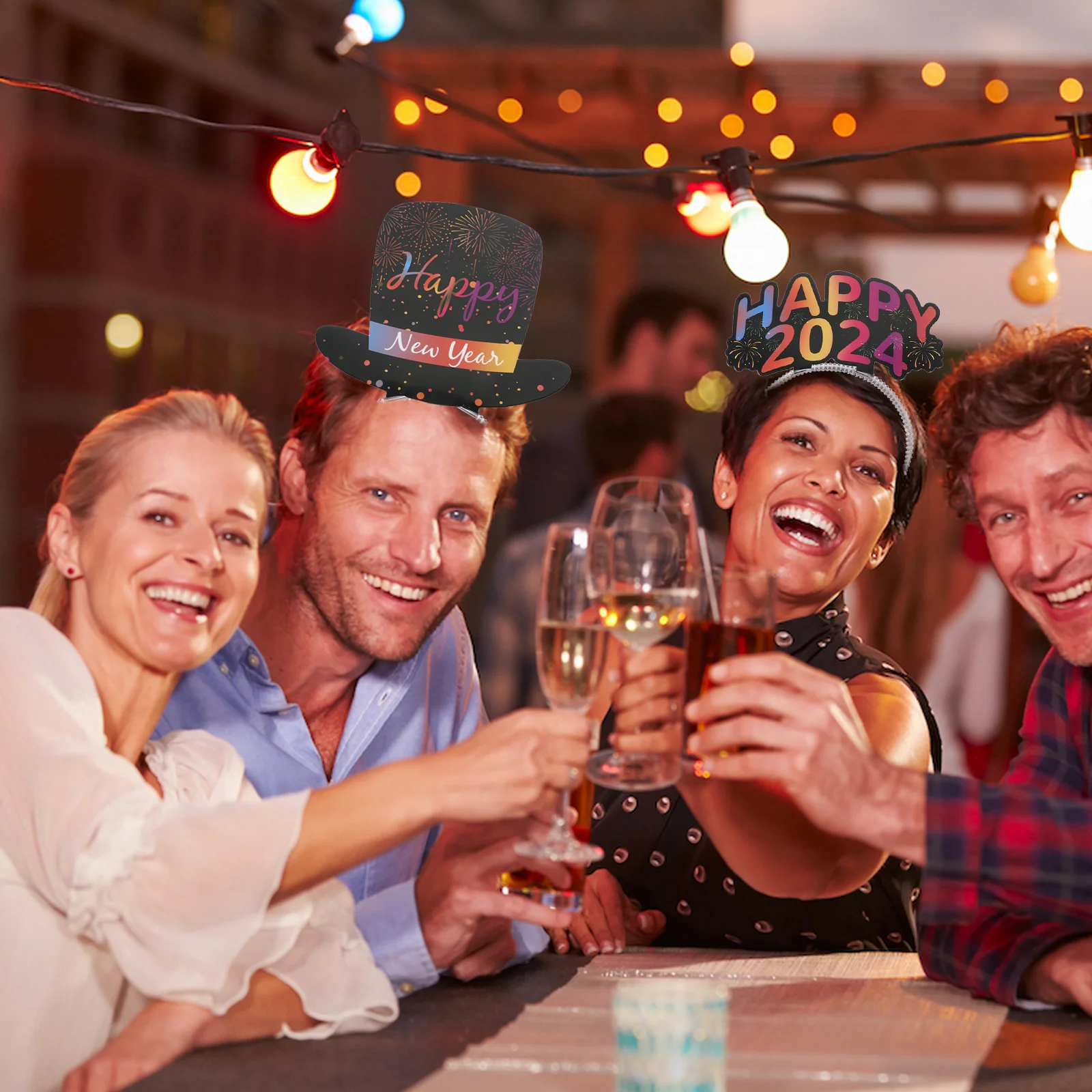 6 قطعة أغطية الرأس لحفلات رأس السنة الجديدة الإبداعية سنة جديدة سعيدة تحت عنوان الشعر الأطواق سهلة الارتداء ليس من السهل أن تسقط للحفلات والمناسبات والمتعة