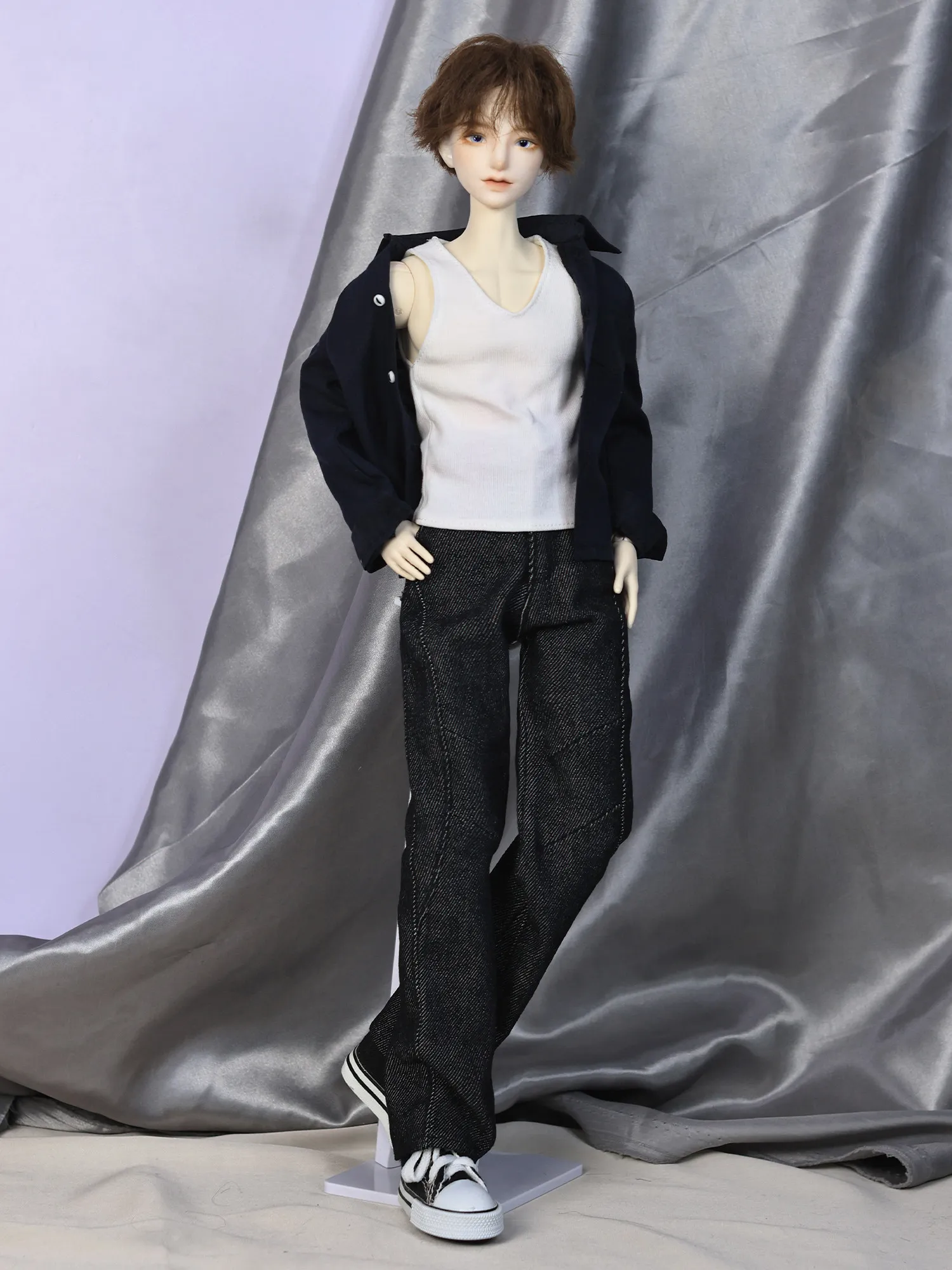1/4 Scale Male BJD Casual Street Style Full Doll Set Fit Lian Yu Shen Kong 4 Points Boy Body Jeans Vest Coat Outfit