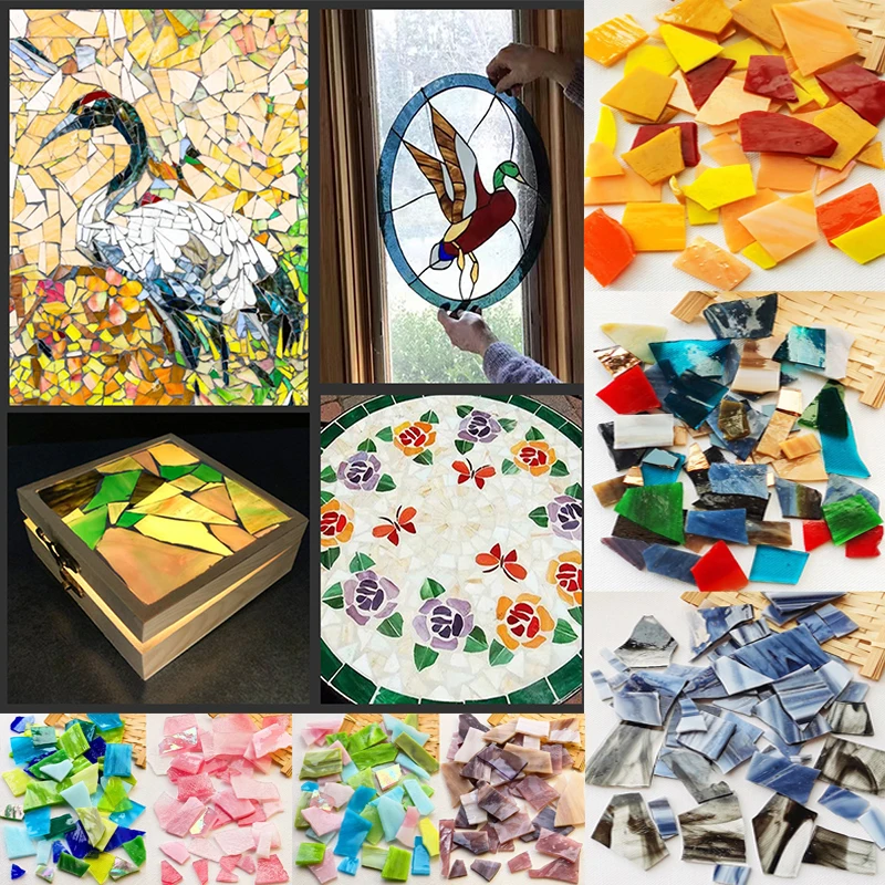 100g DIY Ceramic Mosaic Glass Mixed Color Mosaic Pieces Crystal Decorative Material DIY Handmade Coaster Material Vase Art