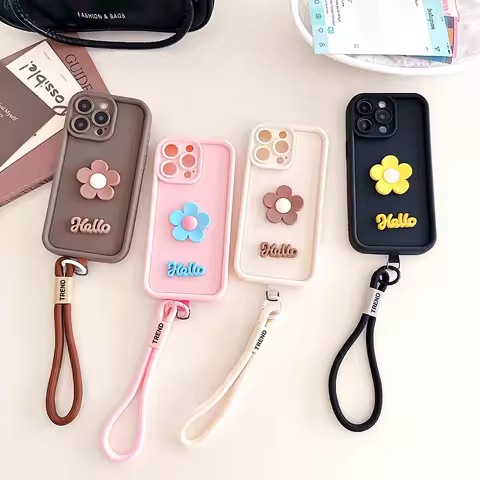 Flowers Lanyard Soft Phone Case For Tecno Camon 40 30 20 19 Pro 4G 5G 30S Pro 30 Prime Tecno Pop 9 8 7 Pova 5 6 Neo Rope Cover