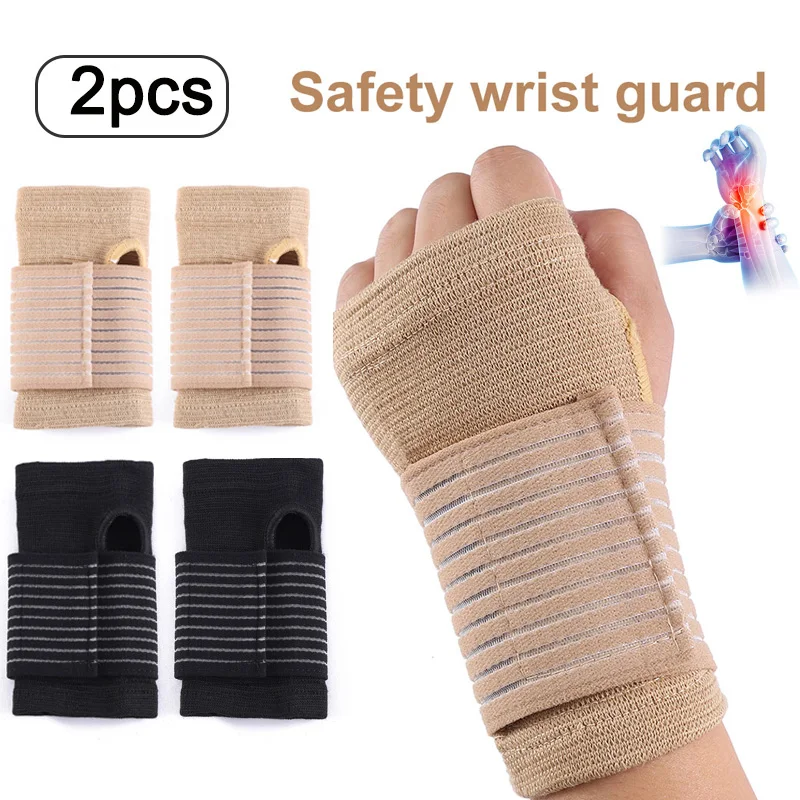 1 Pair Elastic Bandage Wrist Guard Support Arthritis Sprain Band Carpal Protector Hand Brace Accessories Sports Safety Wristband