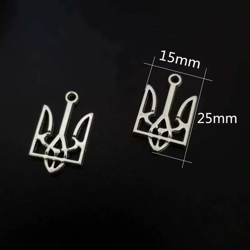 10pcs 25x15mm Alloy National Emblem Of Ukraine Shape Charm Necklace Pendant Jewelry Making Findings