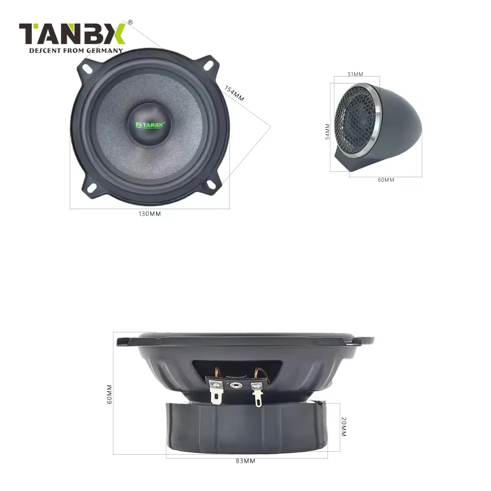 Picture 6: New Design 120W 5-Inch 2-Way Car Component Speaker Full Range Midrange & Tweeters TB-515