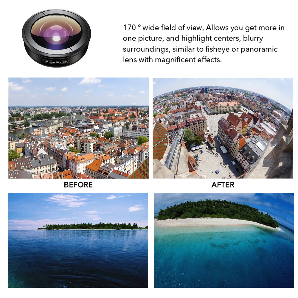 APEXEL HD Optic Phone Lens 170 Degree Super Wide Angle Lens Camera Optical Lenses for Apple iPhone Xiaomi Samsung All Smartphone