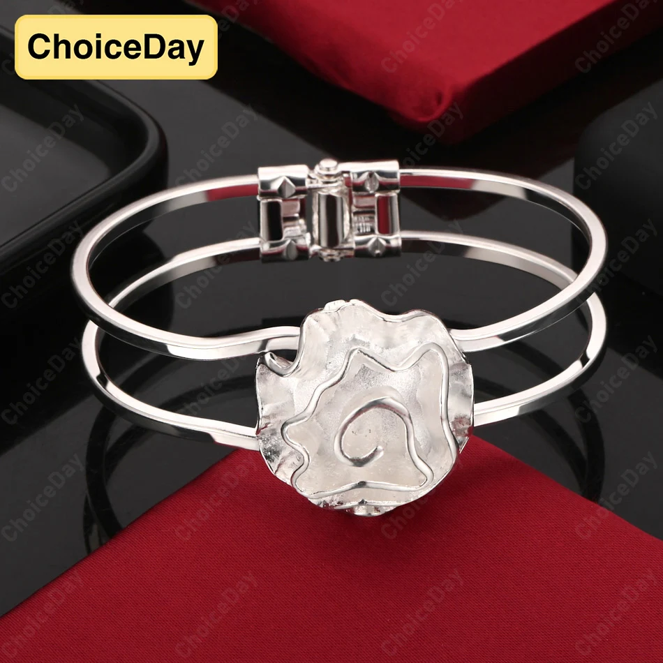 

ChoiceDay 925 Sterling Silver Exquisite Double Rose Bracelet Women Party Engagement Jewelry Accessories Gift