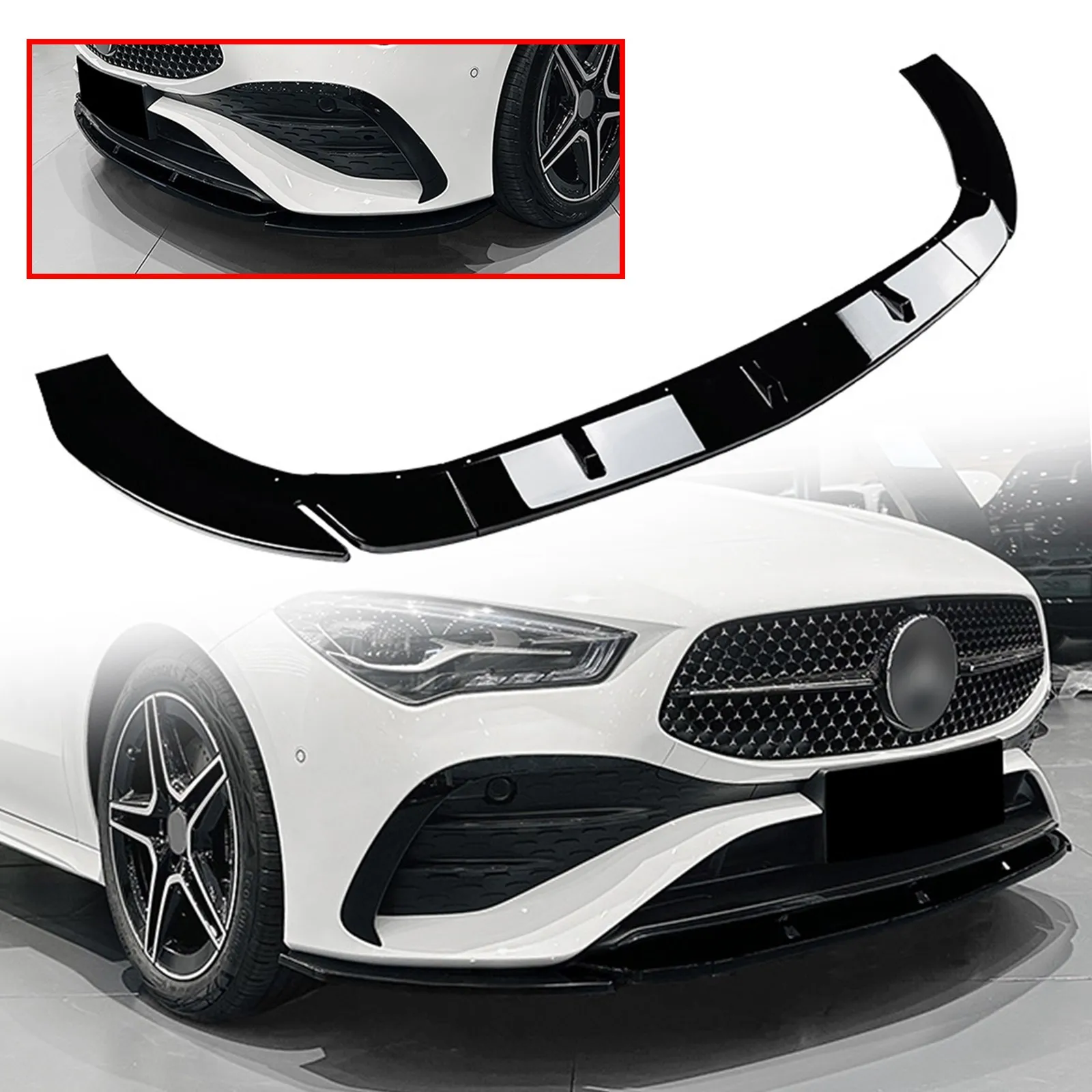 Spoiler Bumper Depan Bawah Trim Hitam Untuk Mercedes Benz Kelas A W177 2023+
