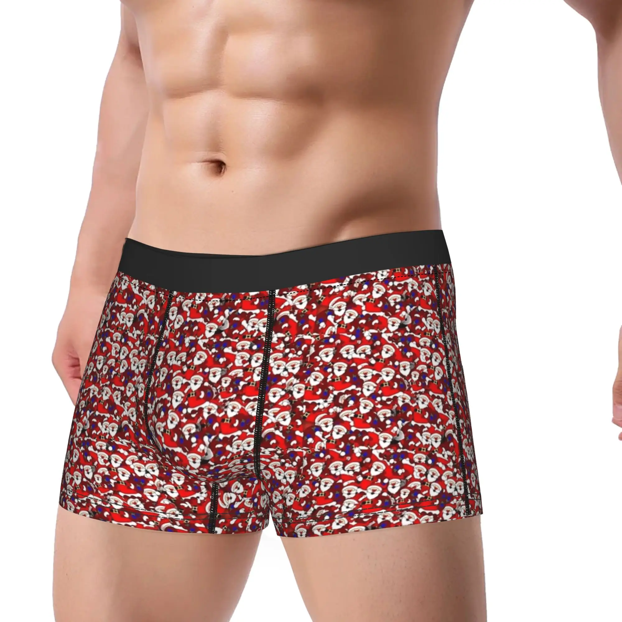 

Santa Clauses Print Underwear Men's Underpants Printing Breathable Trunk Quality Boxer Brief Plus Size 2XL