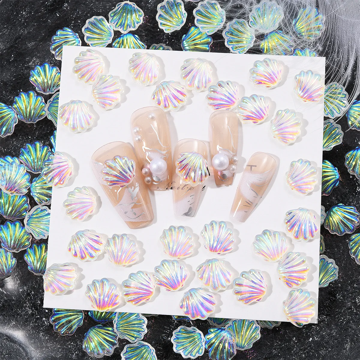 New Shiny 9.5*10.5mm Shell Resin Nail Charms Jewelry Summer Shell Nail Art Decoration Accessories DIY Sea Series Nail Parts Gems