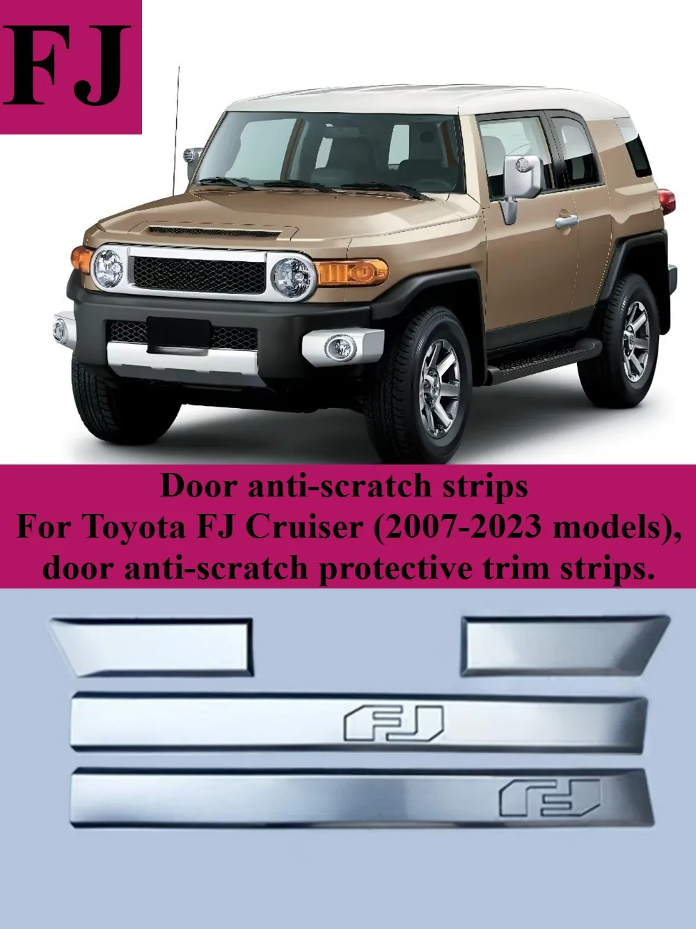 For Toyota FJ cruiser accessories modified door anti-collision strip body trim strip door exterior panel paint decoration