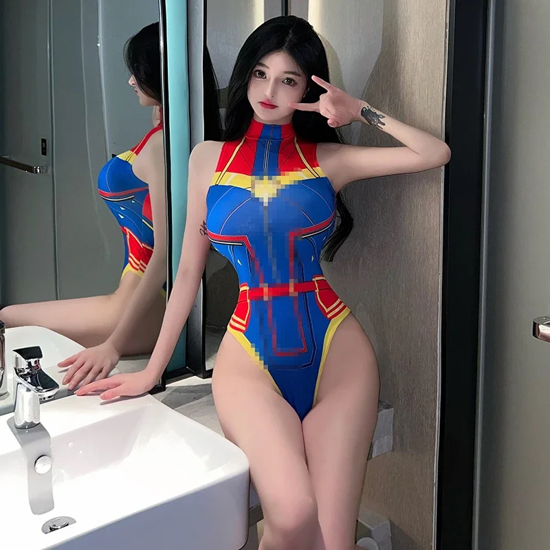 Sexy Lingerie Anime Cosplay Open Crotch Bodysuit Teddies Sukumizu Exotic Costumes Cartoon Leotards Night Bed Wear Women Girls