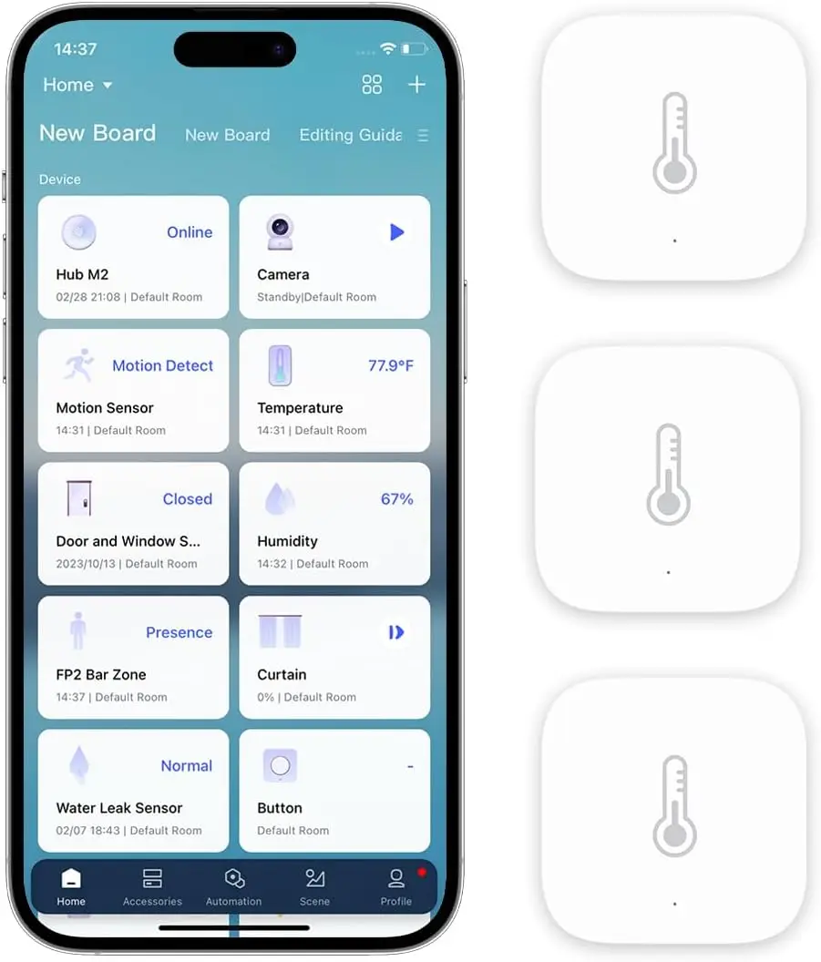 

Smart 3-Pack Temperature Humidity Sensor, Wireless Home Automation Monitor for Apple Alexa IFTTT