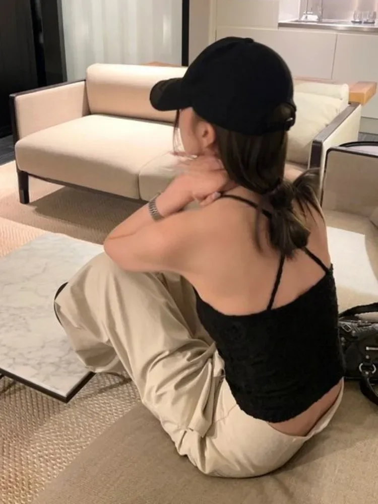 

Комплект в стиле Harajuku Vintage: японский гранж-кардиган и черный топ на бретельках для женщин, эстетика Y2K, кружево, жаккард