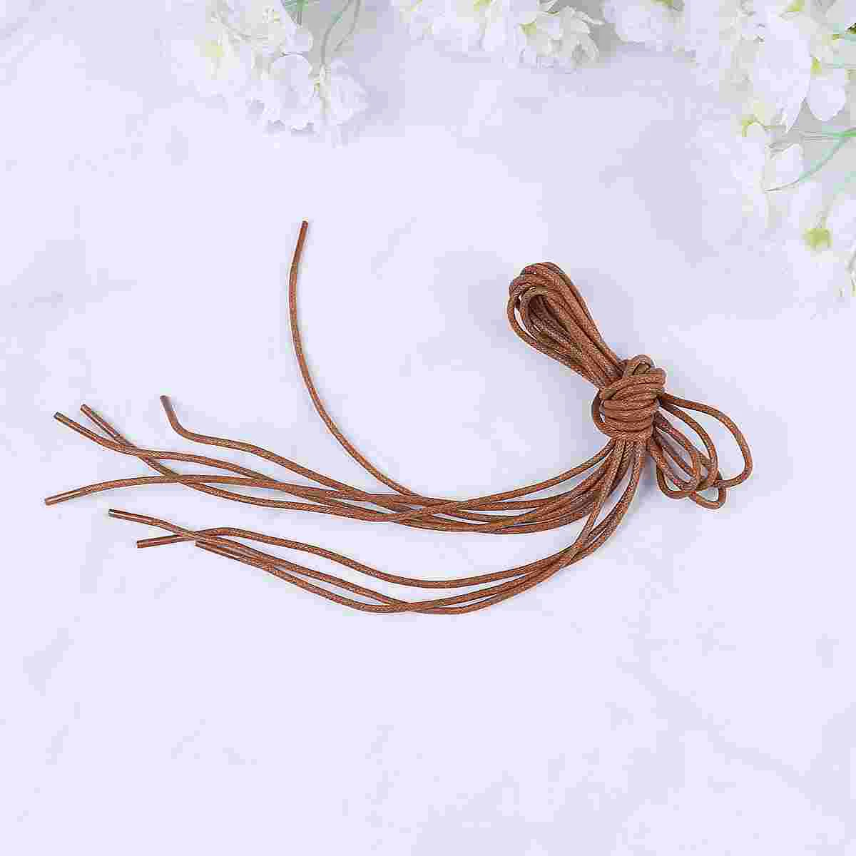 10 Pairs Round Waxed Shoe Laces Thin Shoelace Shoes Accessories for Dress Shoes Chukka (Yellow Brown)