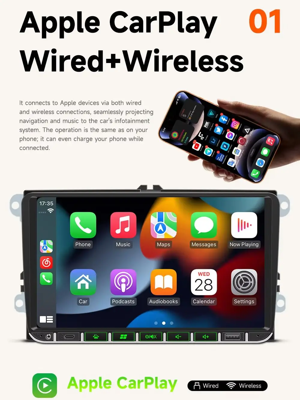 Car Stereo Radio For VW Golf Passat Jetta Skoda Seat Sharan Wireless Carplay Android Auto BT SWC MP5 Multimedia Player Head Unit