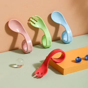 Łyżka treningowa dla dzieci Twist Zestaw sztućców dla dzieci Łyżka z zakrzywionym uchwytem Dzieci Dziecko uczą się jedzenia Zestaw łyżek z widelcem