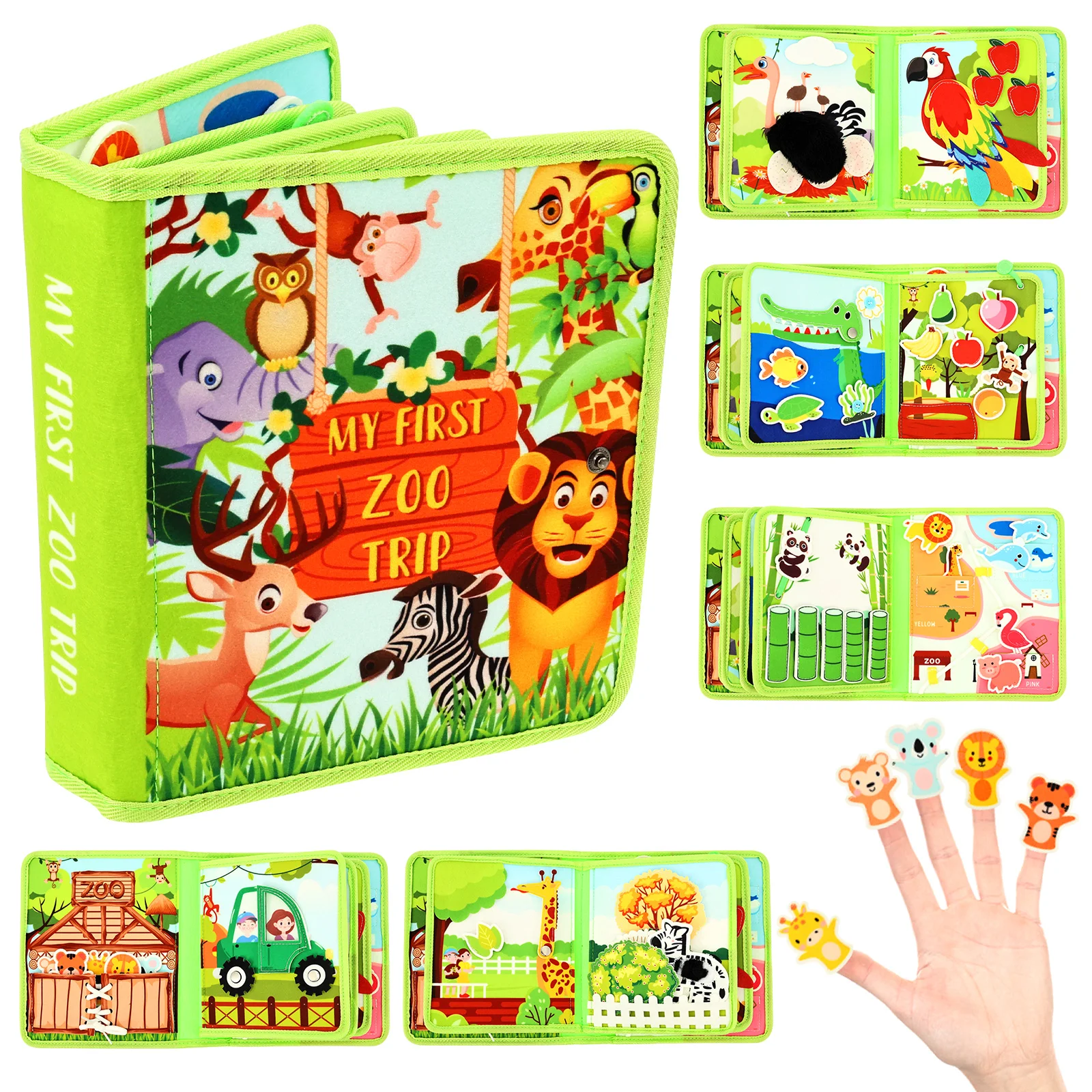 

Wild Animal Felt Book Portable Children Quiet Activity Book Safe Kid Learning Toy for 1 to 3 Years Old Toddler Boy Girl