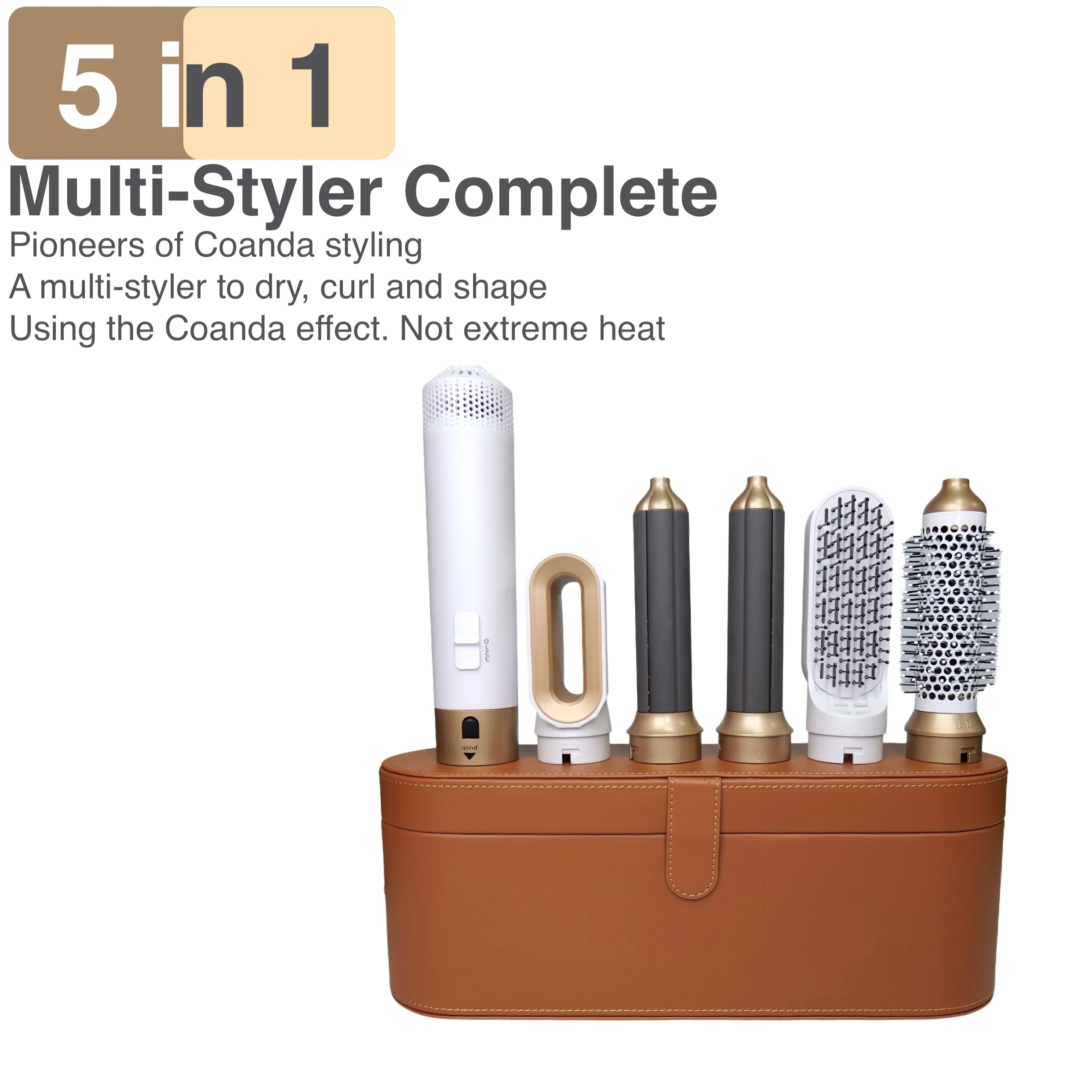 Professional 1000W Salon Hair Dryer Styler 65000RPM Brush Multifunction 5-in-1 Blow Dryer Straightener for Hotels Outdoor Use