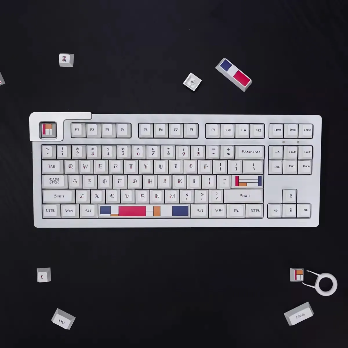 

142 Keys/set GMK Mondrian Keycaps PBT Dye Sublimation Key Caps Cherry Profile White Lightproof Keycap For 61/65/75/84/87/96/980