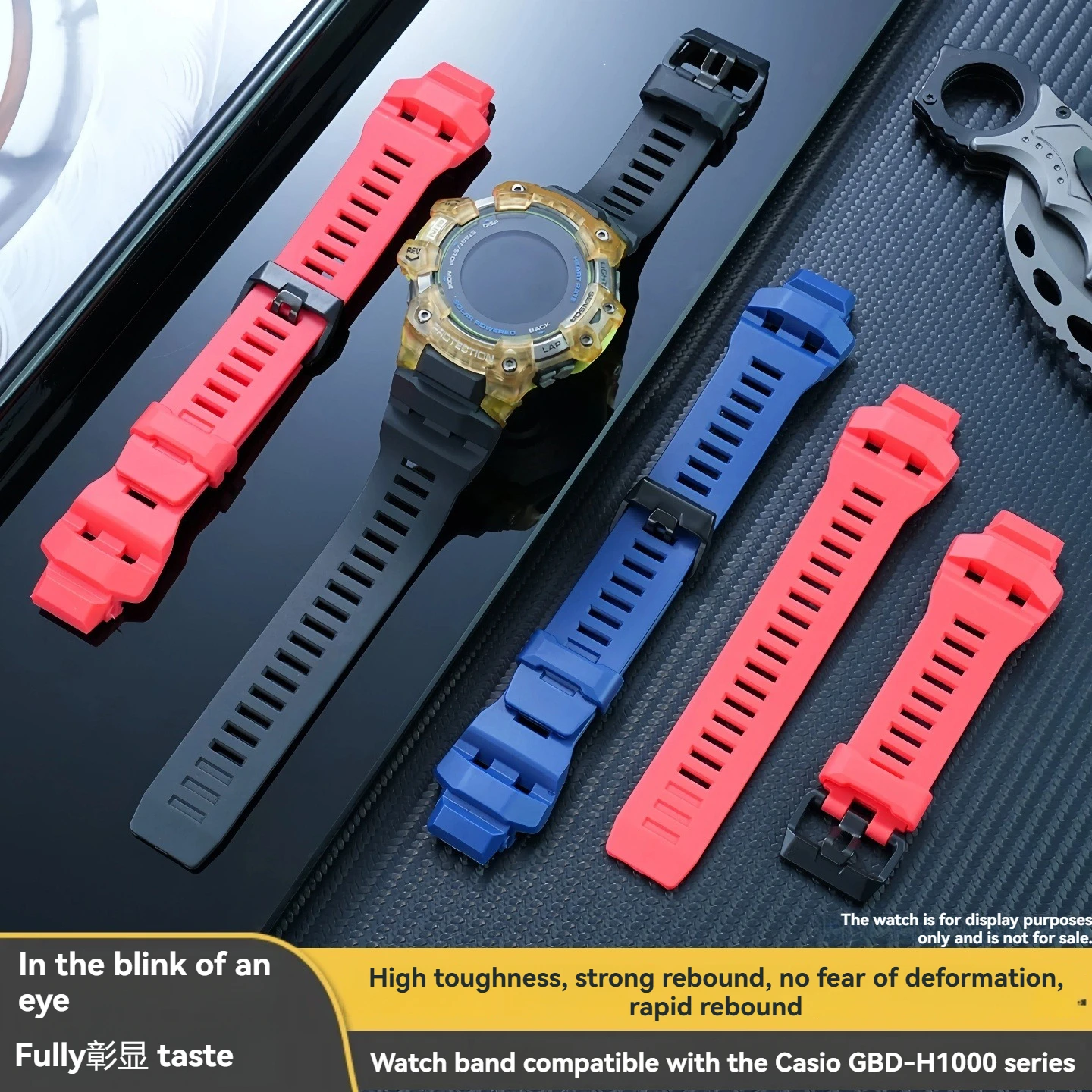 For Casio G-SHOCK Catman 3475 GBD-H1000: Dedicated Black Resin Watch Band, Outdoor Silicone Replacement Accessory