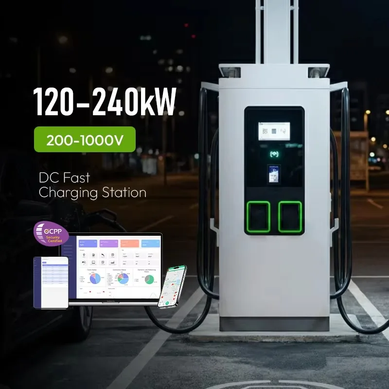 Customized IP55 10-inch Display Screen Fast Car Charger Station 160kW CCS1/CHAdeMO/NACS 250A Double Waterproof EV DC Charger