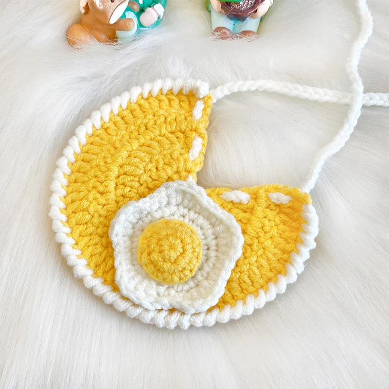 Pet Knitted Scarf Pendant Cat Dog Bib Egg Yolk Shape Bib Ins Style Accessories Puppet Teddy Corgi British Shorthair