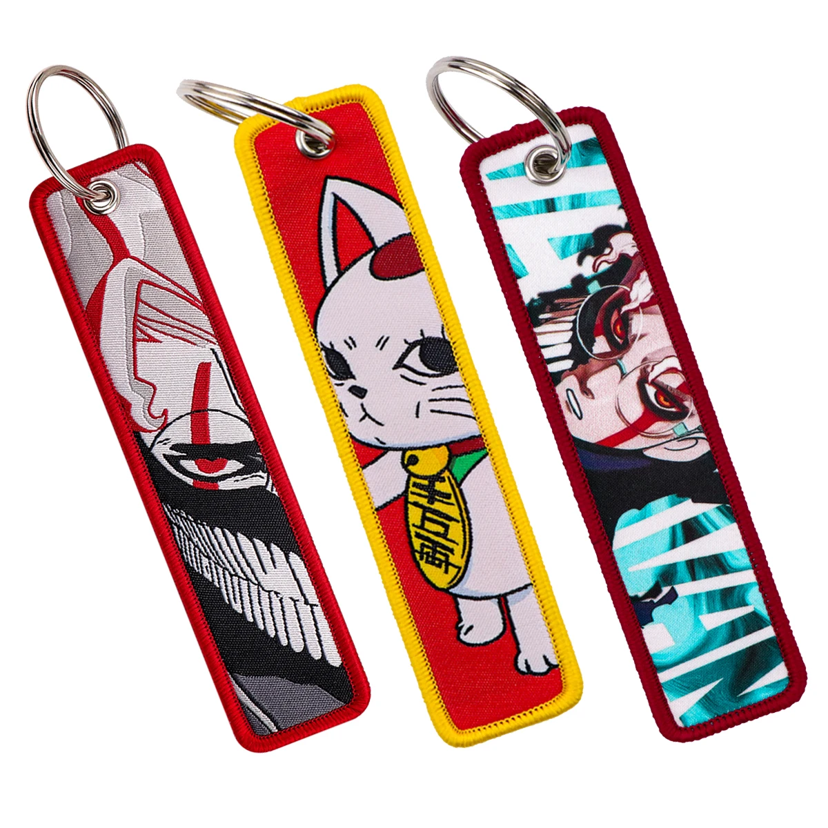 

Забавные брелоки с вышивкой в виде кошачьих монстров, милые брелоки-подвески для ключей, брелоки для сумок, автомобилей, подарки для фанатов, аксессуары для косплея