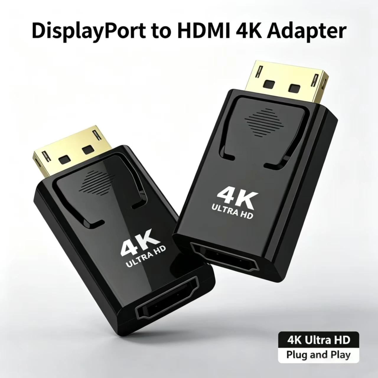 DisplayPort to HDMI Adapter, 1080P/4K@30Hz/4K@60Hz Male to Female Video Converter for Laptop PC Monitor Projector